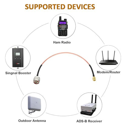 MOOKEERF SMA Male to N Male Cable 1ft,2 Pack RG316 SMA to N Cable 50 Ohm for WiFi Router,GPS Receiver,Antenna,Signal Booster etc - size: 1FT