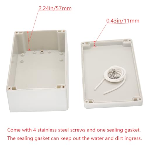 Project Box IP65 Waterproof Junction Box ABS Plastic Electrical Boxes DIY Electronic Project Case Power Enclosure White 7.87x4.72x2.95 inch (200 x 120 x75 mm) - color: White, size: 7.87"x4.72"x2.95"