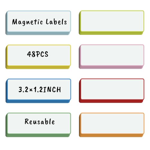 48pcs Magnetic Dry Erase Labels Colorful Name Tags Reusable Labels (Colorful, 3.2 * 1.2) - color: Colorful, size: 3.2*1.2