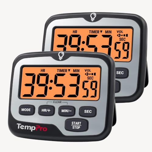 TempPro TM01(2 Pack) 2-in-1 Kitchen Timers for Cooking with Clock Mode - size: Digital Timer 2 Pack