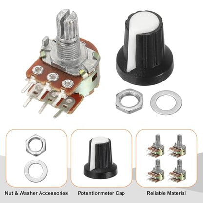 MECCANIXITY 5 Set WH148 B1K Ohm Potentiometer Kit 15mm Shaft White - size: 15mm, style: B1K