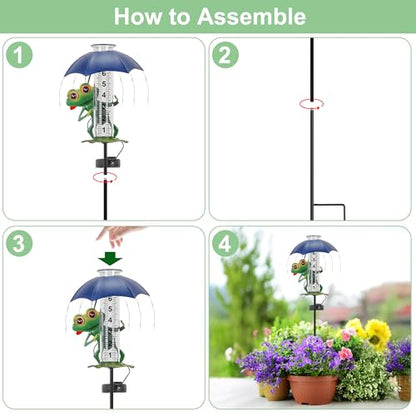 shumi Rain Gauge Outdoor, Solar Frog Rain Gauge with LED Lights - color: Frog