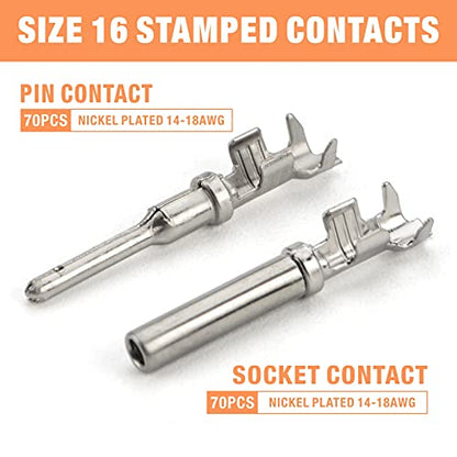 IWISS Deutsch DT Series Connector Assortment, Size 16 Stamped Contacts, Waterproof Automotive Electrical Connectors, 188 Pieces - size: 2,3,4,6,8,12 PIN(2 Pairs)