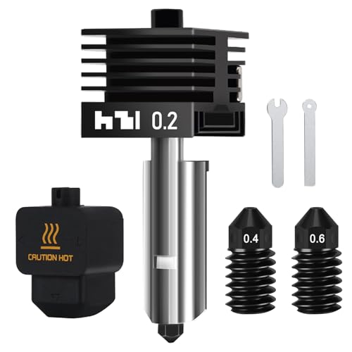 0.2mm Hotend for Bambu Lab X2D/P2S/H2S/H2D/H2D Laster Full Combo/H2D AMS Combo/A1/A1 Mini, Extruder Print Head with Extra 0.4mm 0.6mm Nozzle Quick Swap Hot End Design - color: 0.2/0.4/0.6mm, size: 1PCS