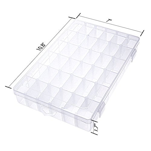 Gospire 36 Grids Clear Plastic Jewelry Box Organizer with Removable Divider - color: Clear-36 Grids