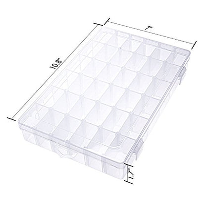 Gospire 36 Grids Clear Plastic Jewelry Box Organizer with Removable Divider - color: Clear-36 Grids