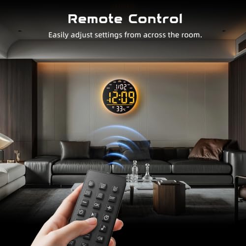 EASYERA 10" Large Digital Wall Clock with Remote Control - size: 10 inches