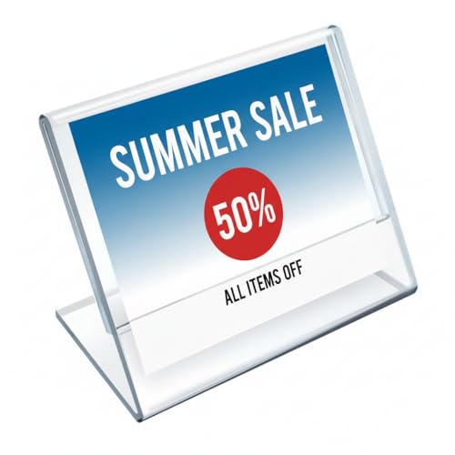 Azar Displays 112742 Horizontal Slanted, L-Shape 3-Inch Width by 2-Inch Height Acrylic Sign Holder, 10-Pack, Clear - size: 3 In W x 2 In H Horizontal