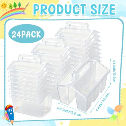 GlikCeil 24 Pcs Classroom Caddy Storage Basket with Handle,Clear - color: Clear