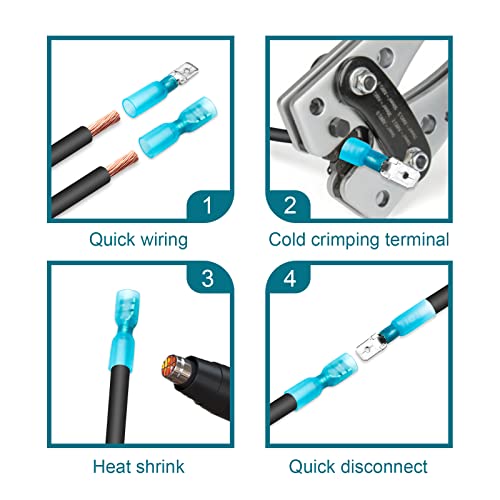 80 PCS Spade Connectors Kit, Heat Shrink Spade Terminal 12-10 AWG - size: 12-10AWG, style: Spade Female & Male