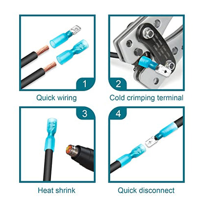 80 PCS Spade Connectors Kit, Heat Shrink Spade Terminal 12-10 AWG - size: 12-10AWG, style: Spade Female & Male