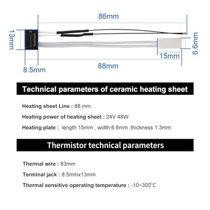 2 Pack Ceramic Heater and Thermistor for P1P 3D Printer Accessories