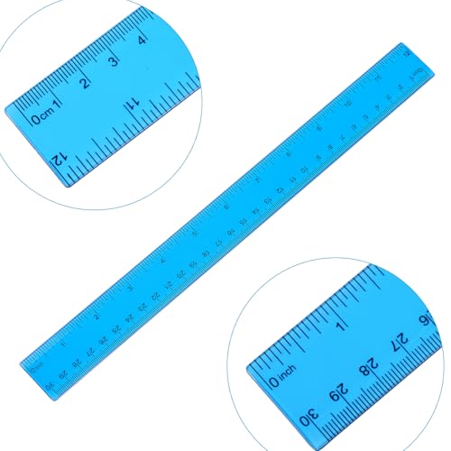8pcs Color Transparent Ruler Plastic Rulers,Ruler 12 Inch with Inch and Metric Graduations,Suitable for Engineering Drawings and Offices Family.