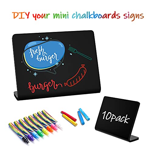 AITEE 10 Pack Acrylic Mini Chalkboard Signs Small Blackboards L-Shaped - style: L-Black 10