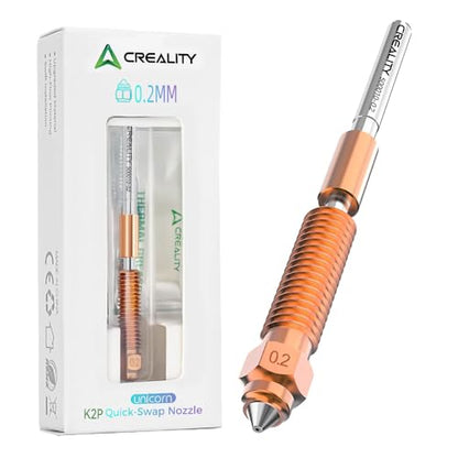 Creality K2 Plus/ K2 Nozzle 0.2mm, Original Unicorn Quick Swap Nozzle with Titanium Alloy Heat Break Copper Alloy Hardened Steel, High Flow High Speed Print for Creality K2 Series/Hi Combo - style: 0.2mm