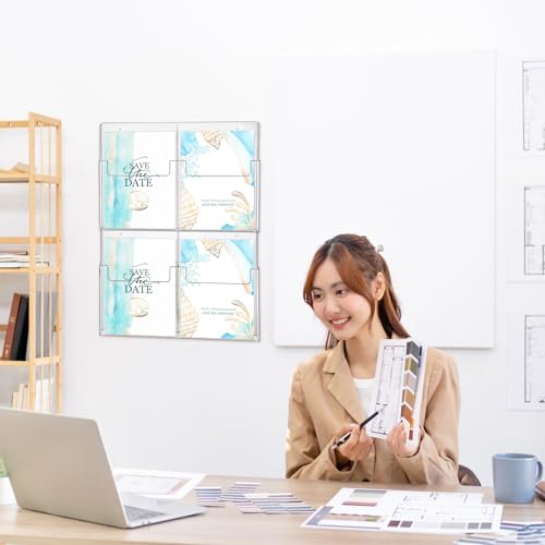 Barydat 4 Pocket Acrylic Brochure Holder Wall Mount 11.8 x 8.78 inches - size: 11.8 x 8.78 Inch