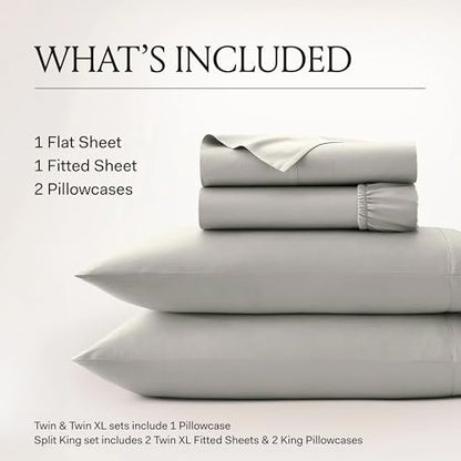 BOLL & BRANCH Percale Hemmed Sheet Set, Twin, Pewter - color: Pewter, size: Twin