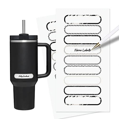 ThreeKin Waterproof Labels for Bottles and Containers - Custom Stickers - All-Purpose and Personalizable - Dishwasher, Freezer and Microwave Safe - BPA-Free - USA-Owned (Black and White, 72pcs) - color: Black & White, size: 72 pcs