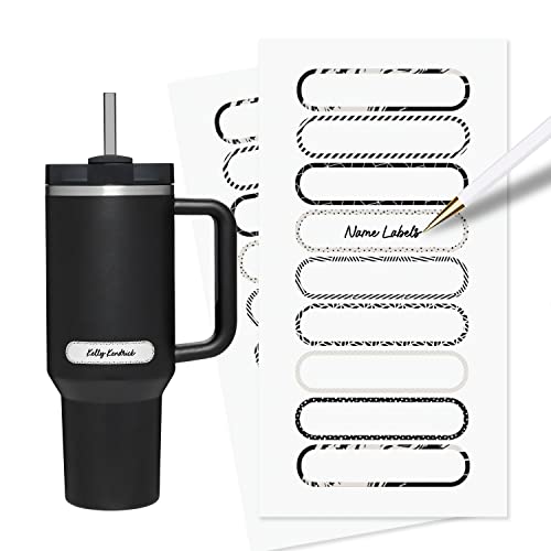 ThreeKin Waterproof Labels for Bottles and Containers - Custom Stickers - All-Purpose and Personalizable - Dishwasher, Freezer and Microwave Safe - BPA-Free - USA-Owned (Black and White, 72pcs) - color: Black & White, size: 72 pcs