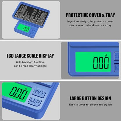 1000g Pocket Gram Scale, Diyife 0.1g Accuracy Portable Mini Scale (Blue) - color: Blue