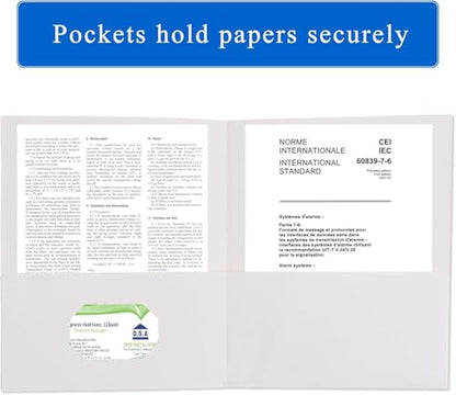 Zzrywuty 100 Packs Two Pocket File Folders with Business Card Slot,Textured Paper,Letter Size,Holds 100 Sheets for School,Office,Business,White - color: White-100pcs