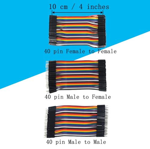 240 Pcs Breadboard Jumper Wires, 4+8 inches M(Male) to F(Female), M to M, F to F, Wire Cables Kit Compatible for Arduino Projects and Raspberry Pi