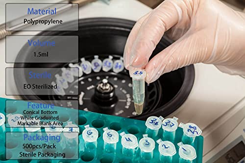 1.5ml Microcentrifuge Tubes 100pcs, EO Sterilized Plastic Small Vials with Caps for Sample Storage Without Leakage(100) - size: Sterile 1.5ml 100pcs