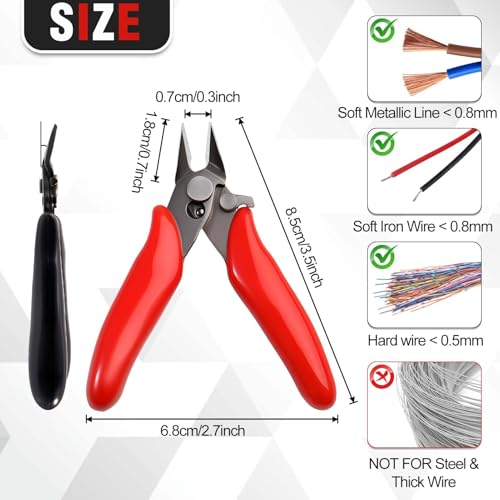 3.5-Inch Mini Cutter with Lock, 4 Pcs Precision Flush Cutters, Spring Loaded Micro Wire Cutter Diagonal Side Cutters Nipper, Soft Copper Wire Snip for Electronics, Model Sprue, Jewelry Making
