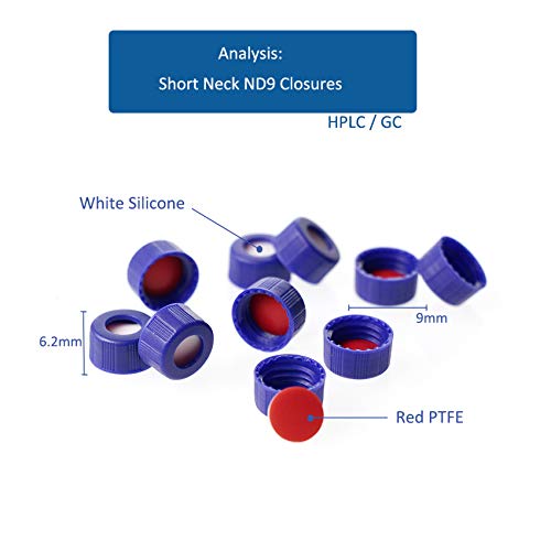 2ml Autosampler Vial, 9-425 HPLC/GC Sample Vials with Screw Caps, 100 PCS - color: Clear Vial & Red PTFE White Silicone Liner