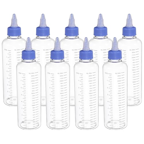 PATIKIL 230ml 8oz,9 Pcs Plastic Squeeze Dispensing Bottles,Transparent,Blue - color: Transparent/Blue, size: 230ml