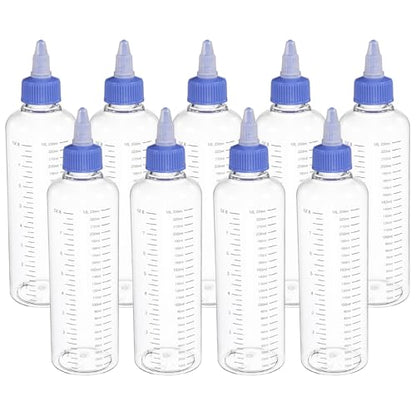 PATIKIL 230ml 8oz,9 Pcs Plastic Squeeze Dispensing Bottles,Transparent,Blue - color: Transparent/Blue, size: 230ml