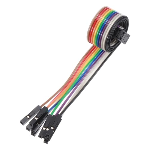 MECCANIXITY 2 Pcs IDC Rainbow Wire Flat Ribbon Cable FC-Female to 10P 11.8 Inch Length 2.54mm Pitch Breadboard Jumper Wires for Electronic Projects - size: 11.8 Inch, style: 10 Pin