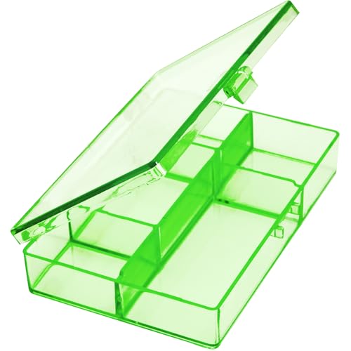 Mini 5-Grid Plastic Storage Box for Beading and Diamond Painting. Green Countertop or Drawer Storage for Beads, Nail Art, Jewelry Hardware and Supplies