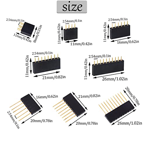 78 PCS 2.54mm Male and Female Pin Connector Assortment Kit Includes 9PCS Breakaway Pin and 69pcs Stackable Shield Header - size: 78pcs-Male and Female Pin Header Connector