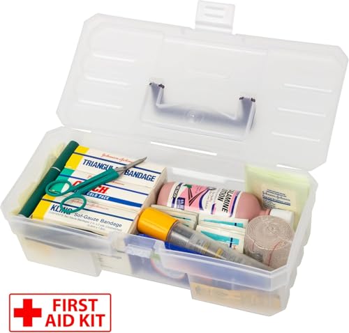 Akro-Mils 12-Inch ProBox Plastic Art Supply, Hobby or Craft Storage Toolbox, Model 09912CLPUR, (12" x 5-1/2" x 4"), Clear