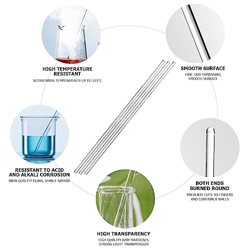10Pcs Glass Stir Sticks 7.9" Length High Temperature Resistant Stir Rod Mixing Tools for Lab Kitchen Science - size: 6x200mm