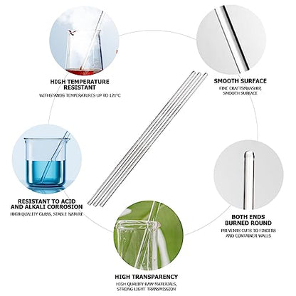 10Pcs Glass Stir Sticks 7.9" Length High Temperature Resistant Stir Rod Mixing Tools for Lab Kitchen Science - size: 6x200mm