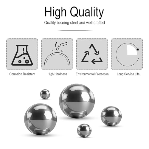 AXK 550PCS Loose Ball Bearings Assortment Kit, 11 Sizes (2mm-8mm) GCr15 Steel Precision Bicycle Bearing Balls, High Hardness Smooth Steel Balls for Bike Wheel, Motorcycle, Caster, Furniture Repair