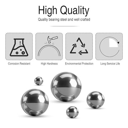 AXK 550PCS Loose Ball Bearings Assortment Kit, 11 Sizes (2mm-8mm) GCr15 Steel Precision Bicycle Bearing Balls, High Hardness Smooth Steel Balls for Bike Wheel, Motorcycle, Caster, Furniture Repair