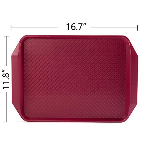 Aebeky Plastic Fast Food Tray,16.7 by 11.8-Inch,Set of 12 (Wine Red) - color: Red