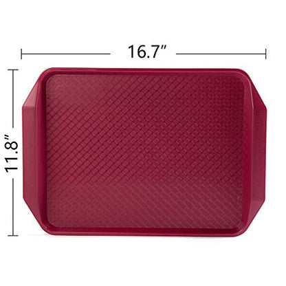 Aebeky Plastic Fast Food Tray,16.7 by 11.8-Inch,Set of 12 (Wine Red) - color: Red