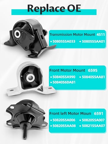 Engine Mount Motor and Automatic Transmission Hydraulic Kit for Civic 2001-2005 - size: 6595-6591-4511