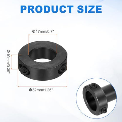uxcell 4pcs Double Split Shaft Collars 17mm Bore, Two-Piece Clamping Collar 32mm OD 10mm Thickness Carbon Steel Lock Collar Clamp with Set Screws (Black Oxide) - size: 17mm x 32mm x 10mm