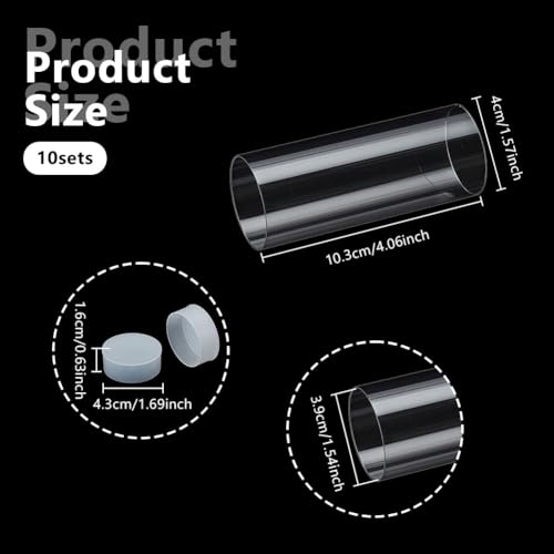 OLYCRAFT 10 Set 1.6x4.1 Inch Transparent Plastic Storage Tubes 1.5 Inch ID - size: 1.6x4.1 Inch