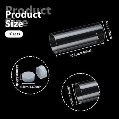OLYCRAFT 10 Set 1.6x4.1 Inch Transparent Plastic Storage Tubes 1.5 Inch ID - size: 1.6x4.1 Inch
