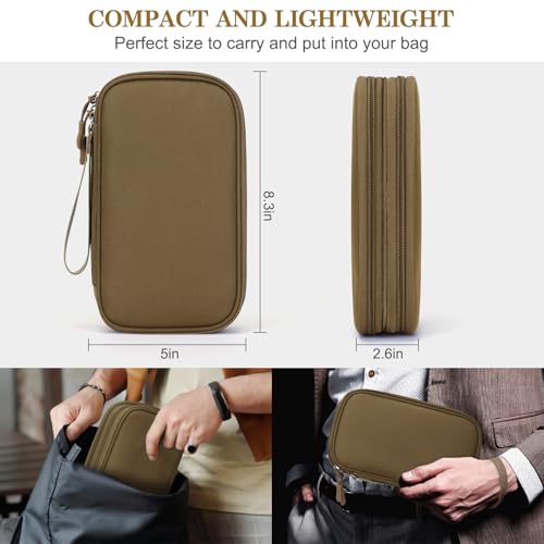 FYY Electronic Organizer, Travel Tech Pouch Bag, Medium, Brown - color: Brown, size: 8.3 x 5 x 2.6 inches