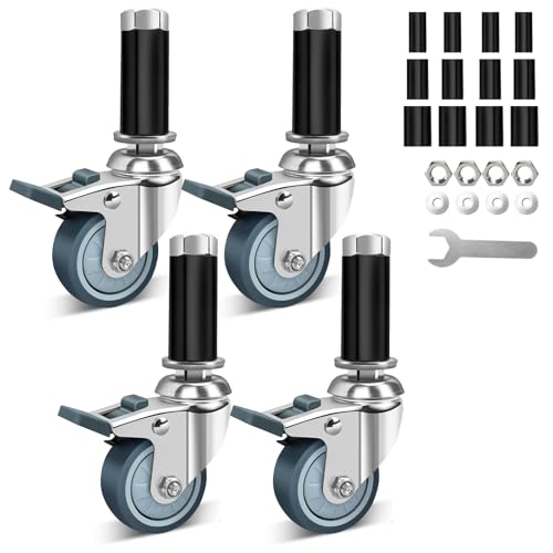 2 Inch Expanding Stem Caster Wheels with Locking Brake Set of 4 - size: 2Inch