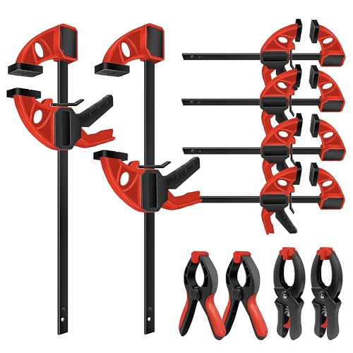 C&T 10Pcs Bar Clamps for Woodworking, 12 & 6 inch Quick Release Clamps Set