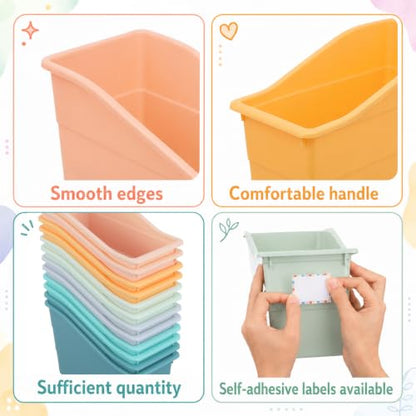 12 Pack Book Bins for Classroom with Labels, Morandi - color: Morandi