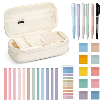 Jutom 39 Pcs Aesthetic Book Annotation Kit,Cream,Cute Style - color: Cream, style: Cute Style